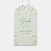 Sage Green White Rose Wedding Cadeaulabel (Voorkant)