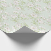 Sage Green White Rose Wedding Cadeaupapier (Hoek)