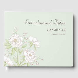 Sage Green White Rose Wedding Gastenboek