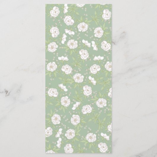 Sage Green White Rose Wedding Menus Menu (Achterkant)