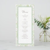 Sage Green White Rose Wedding Menus Menu (Staand voorkant)