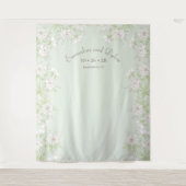 Sage Green White Rose Wedding Photo Backdrop Wandkleed (Voorkant)
