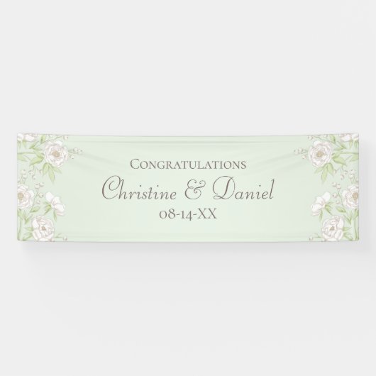 Sage Green White Rose Wedding Spandoek (Horizontaal)