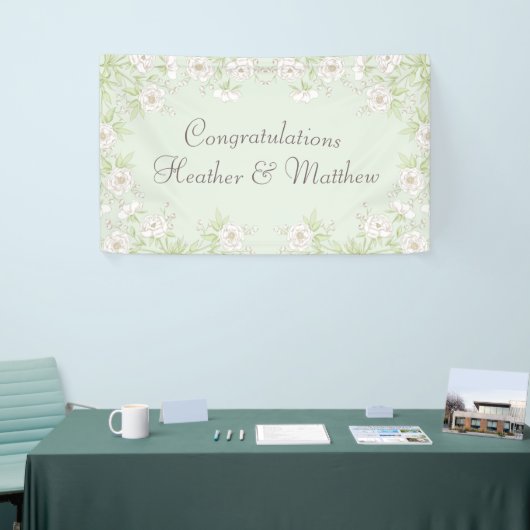 Sage Green White Rose Wedding Spandoek (Beurs)