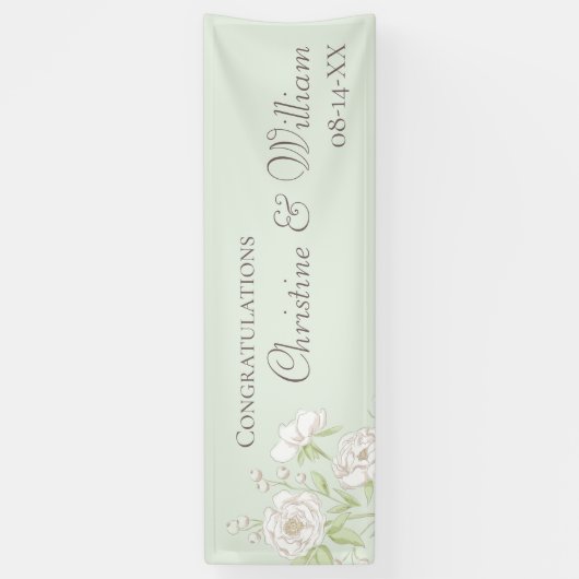 Sage Green White Rose Wedding Spandoek (Verticaal)