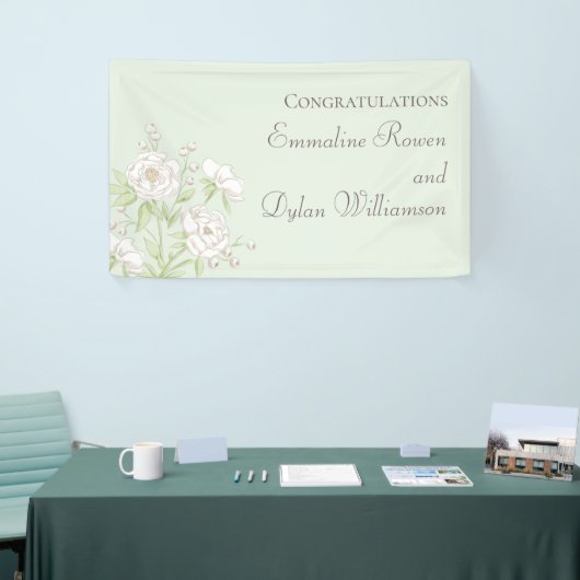 Sage Green White Rose Wedding Spandoek (Beurs)