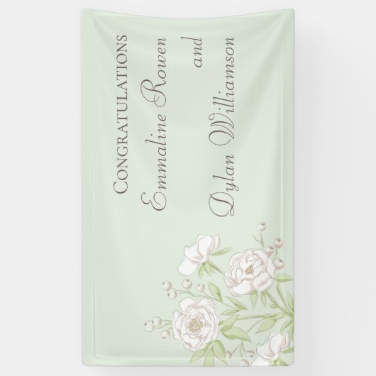 Sage Green White Rose Wedding Spandoek (Verticaal)