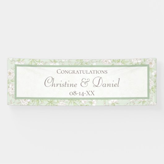 Sage Green White Rose Wedding Spandoek (Horizontaal)