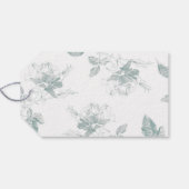 Sage Green White Roses Floral Thank You Wedding Cadeaulabel (Achterkant Horizontaal)