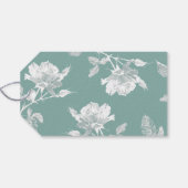 Sage Green White Roses Line Art Thank You Wedding Cadeaulabel (Achterkant Horizontaal)