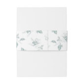 Sage Green White Roses Minimalist Wedding Uitnodigingen Wikkel (Achterkant Voorbeeld)