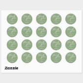 Sage Green White Script Gepersonaliseerde bruiloft Ronde Sticker (Vel)