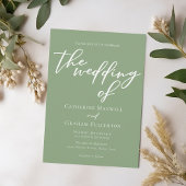 Sage Green White Script Minimalistische bruiloft Kaart