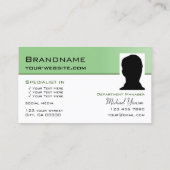Sage Green White Simple met Monogram en Foto Visitekaartje (Achterkant)