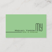 Sage Green White Simple met Monogram en Foto Visitekaartje (Voorkant)