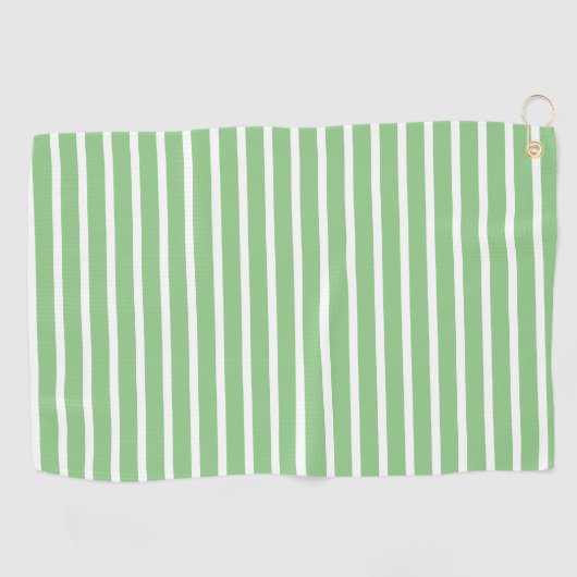 Sage Green White Stripe Spring Summer Custom Gift Golfhanddoek (Horizontaal)