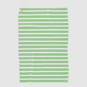Sage Green White Stripe Spring Summer Custom Gift Golfhanddoek (Voorkant)