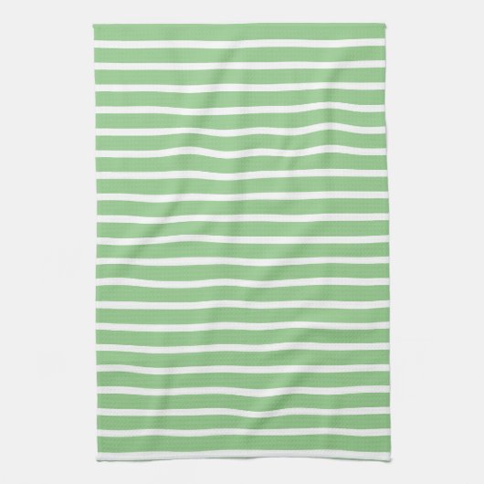 Sage Green White Stripe Spring Summer Custom Gift Theedoek (Verticaal)