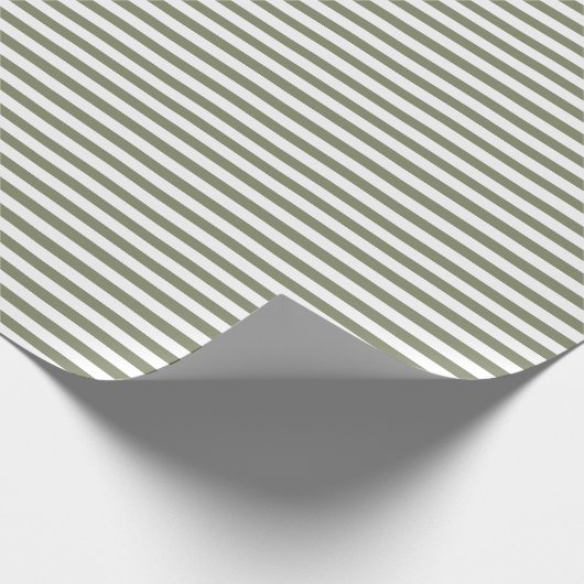 Sage Green | white stripe wrapping paper Cadeaupapier (Hoek)