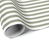 Sage Green | white stripe wrapping paper Cadeaupapier (Rol Hoek)