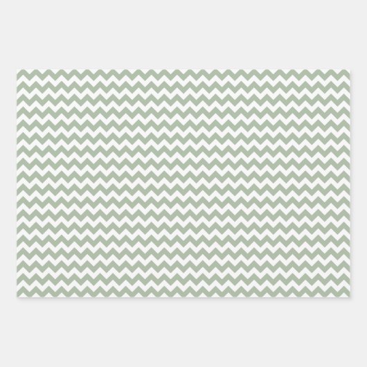 Sage Green & White Stripes Polka Dot Chevron Inpakpapier Vel (Voorkant 3)