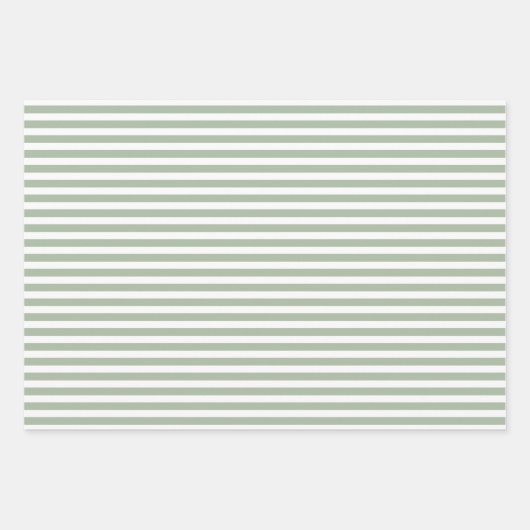 Sage Green & White Stripes Polka Dot Chevron Inpakpapier Vel (Voorkant)