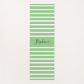 Sage Green White Striptions Pattern Custom Name Gi Yogamat (Voorkant)