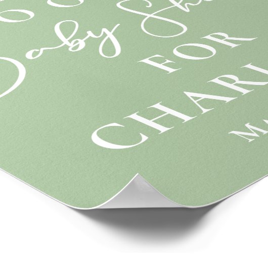 Sage Green White Typography Baby shower Welkom Poster (Hoek)
