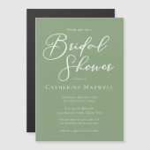 Sage Green White Typography Bridal Shower Magnetische Uitnodiging (Voorkant / Achterkant)