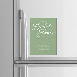 Sage Green White Typography Bridal Shower Magnetische Uitnodiging
