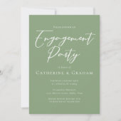 Sage Green White Typography Engagement Party Kaart (Voorkant)