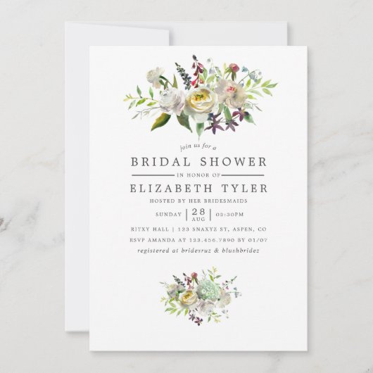 Sage Green & White Waterverf Floral Vrijgezellenfe Kaart (Voorkant)