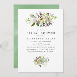 Sage Green & White Waterverf Floral Vrijgezellenfe Kaart