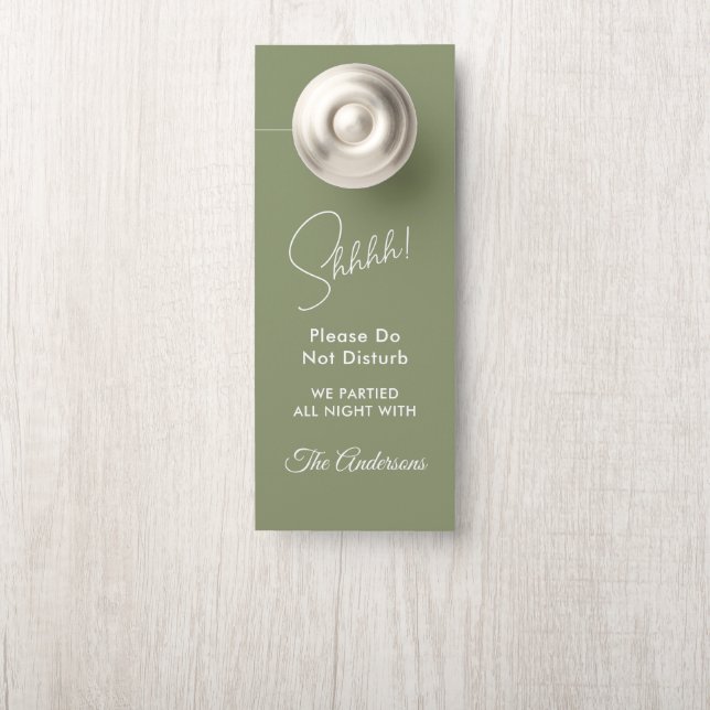Sage Green White Wedding door Hanger (Op knop)