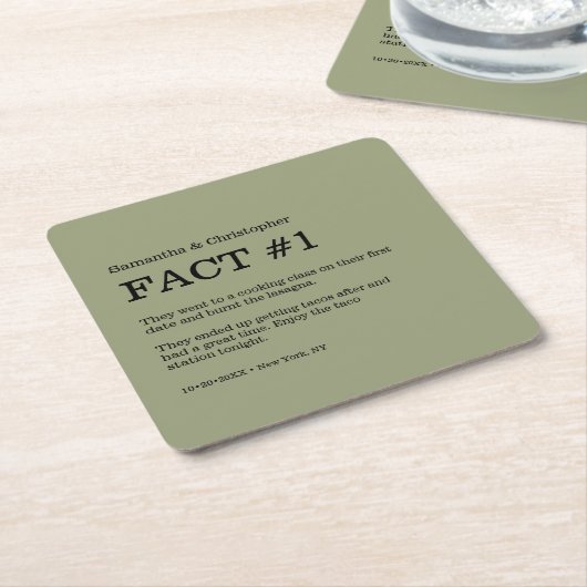 Sage Green White Wedding Fact Kartonnen Onderzetters (Schuin)