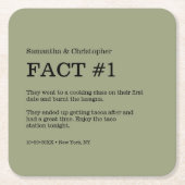 Sage Green White Wedding Fact Kartonnen Onderzetters (Voorkant)