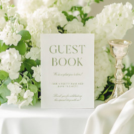 Sage Green & White Wedding Guest Book Sign Kaart