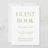 Sage Green & White Wedding Guest Book Sign Kaart (Voorkant)