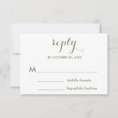 Sage Green White Wedding RSVP Kaartje (Voorkant)