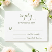 Sage Green White Wedding RSVP Kaartje