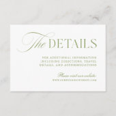 Sage Green & White Wedding Website Behuizing Kaart (Voorkant)