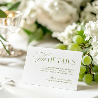 Sage Green & White Wedding Website Behuizing Kaart