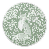 Sage Green White Woodland Animal Fox Pattern Keramische Knop (Voorkant)