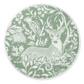 Sage Green White Woodland Animals Deer Pattern Keramische Knop (Voorkant)