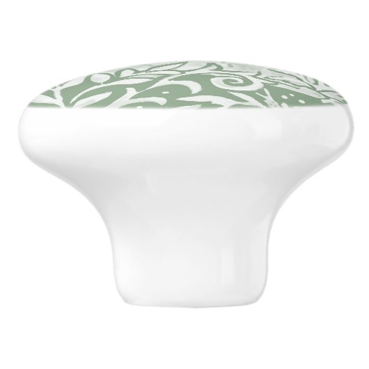 Sage Green White Woodland Animals Deer Pattern Keramische Knop (Zijkant)