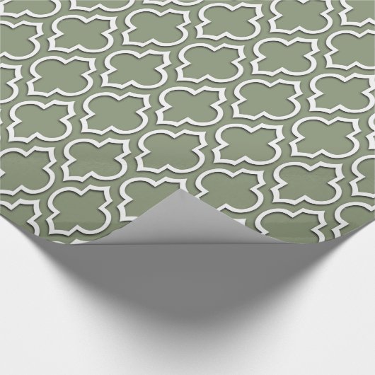 Sage Green White XL Moroccan Quatrefoil #7DS Cadeaupapier (Hoek)