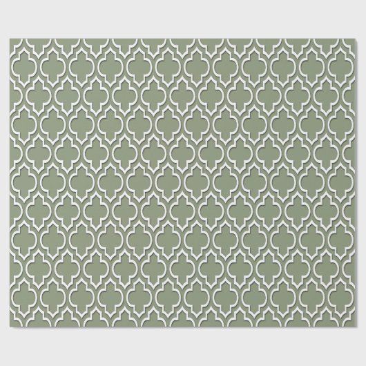 Sage Green White XL Moroccan Quatrefoil #7DS Cadeaupapier (Vlak)