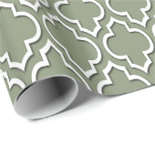 Sage Green White XL Moroccan Quatrefoil #7DS Cadeaupapier (Rol Hoek)