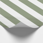 Sage Green, White XL Stripes Pattern Cadeaupapier (Hoek)