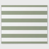 Sage Green, White XL Stripes Pattern Cadeaupapier (Vlak)